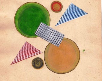 Vintage 1980's Indian Tantra Painting on old Paper of Tantra Tantric art Geometric series Meditation art