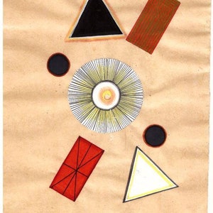 Vintage 1980&#39;s Indian Tantra Painting on old Paper of Tantra Tantric art Geometric Series Meditation art Spiritual unique gift