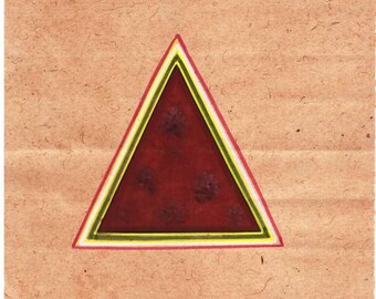 Vintage 1980's Indian fine Miniature Painting old Paper of Tantra Tantric art cosmic energy triangle abstract universal Cosmology mystical