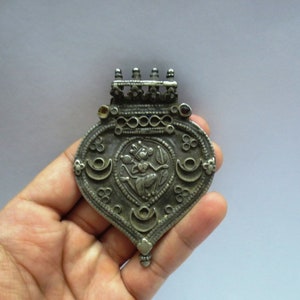 Antique Silver Hanuman Hindu Amulet Pendant Rajasthan India 36 grams