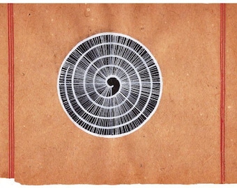 Pintura tântrica tântrica dos anos 1970 em papel antigo, presente de arte vintage em espiral tântrica shaligram, exclusivo