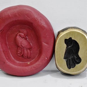 Vintage Indian Brass Bronze Jewelry Making tool Mould Stamp Dye Wax Seal Fine Mughal Rajput Bird Pattern