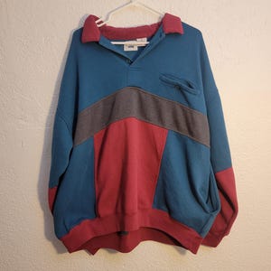 Vintage 90s Mens Colorblock Sweatshirt 2X/XL