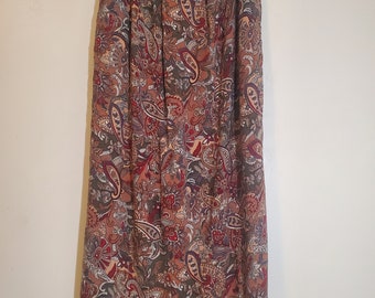 Vintage 90s Paisley Ankle Length Skirt with Pockets M/L