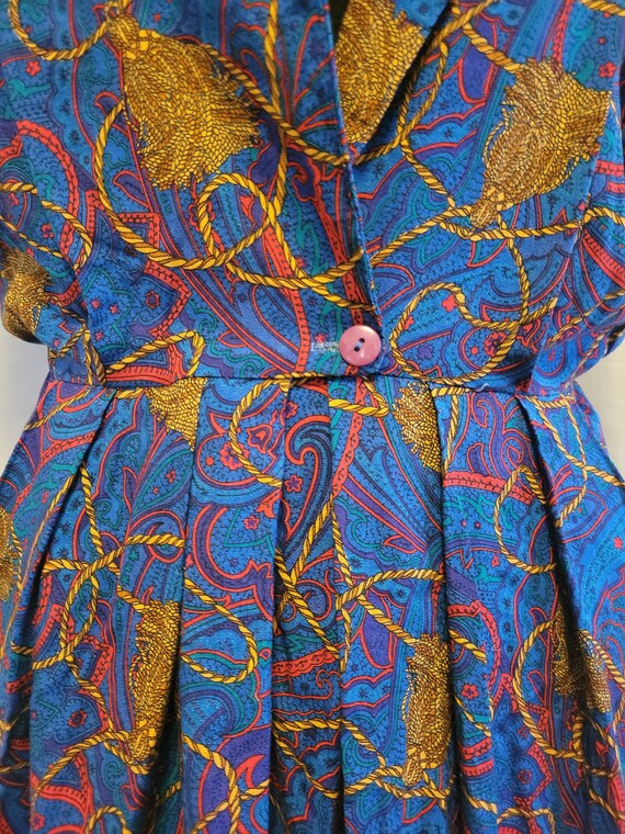 Vintage 80s Paisley Colorful Dress small medium - image 2