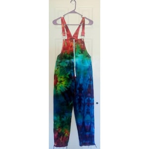 Womens Small Tie Dye Rainbow Overalls