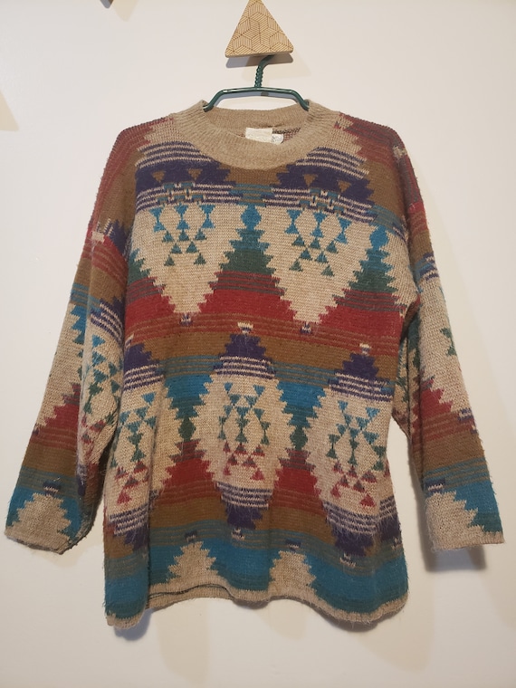 Rainbow Vintage 80's Aztec Pattern Sweater - image 1