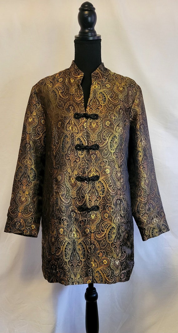 Gold Paisley Metallic Smoking Jacket Womens Small