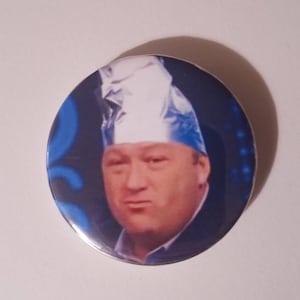 Alex Jones Tin Foil Hat Latge 2.25 inch Pinback Button