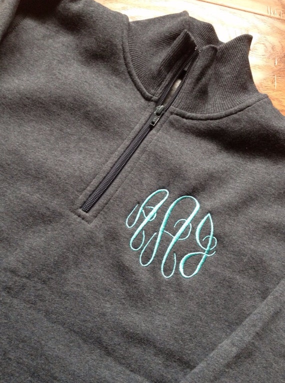 Ladies Fit Charcoal Gray Monogrammed Quarter 1/4 Zip | Etsy