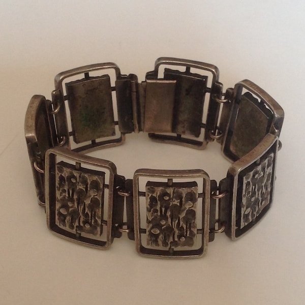 Vintage Gilles Guy Vidal Chunky Modernist Bracelet ~ Brutalist Made in Canada Pewter Mid Century Cuff ~ Signed