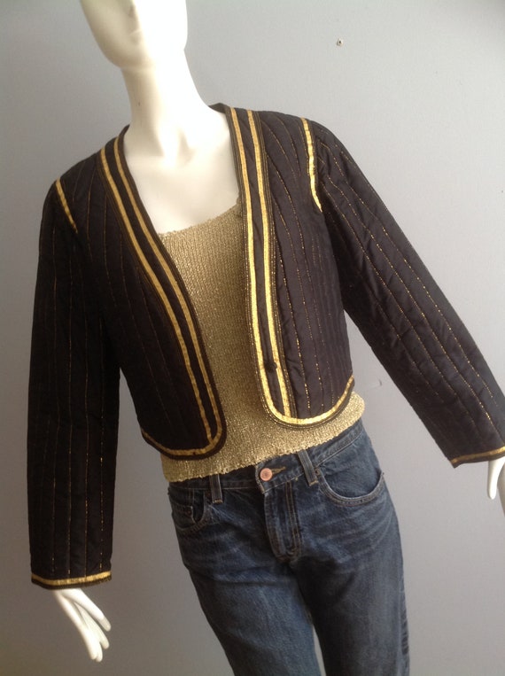 Vintage Silk Quilted Jacket ~ Star of Siam Metall… - image 5