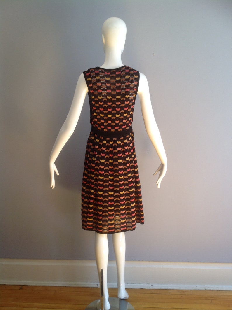 Vintage MISSONI Knit Dress Metallic Lurex Sleeveless Tank Midi Made In Italy Designer Dress image 8