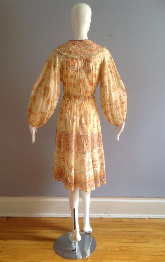 Vintage 70s Cotton Gauze Indian Dress ~ Made In I… - image 7