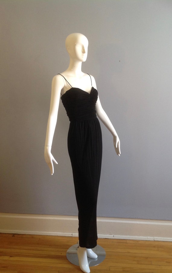 Vintage Rech Paris Black Jersey Sweetheart Vestido - Etsy España
