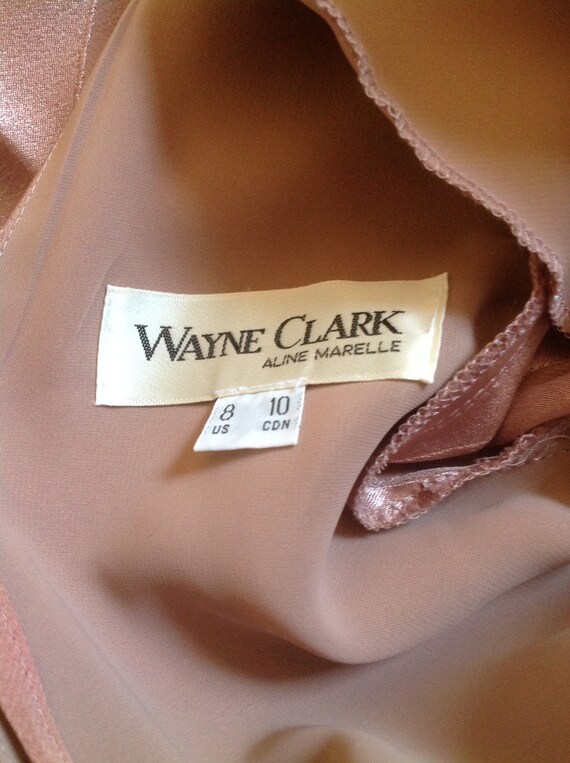 Vintage Wayne Clark Satin Stripe Dress ~ Open Bac… - image 10