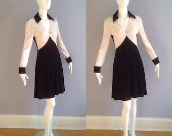 Vintage DIANE Von FURSTENBERG Silk Jersey Wrap Dress ~ Modern Minimalist DVF Midi ~ Mod Print Shirt Dress