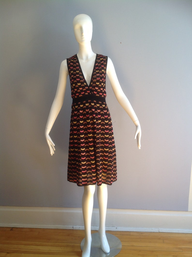 Vintage MISSONI Knit Dress Metallic Lurex Sleeveless Tank Midi Made In Italy Designer Dress image 2