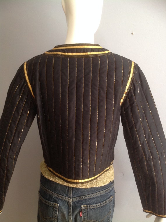 Vintage Silk Quilted Jacket ~ Star of Siam Metall… - image 3