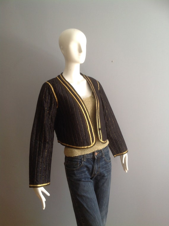 Vintage Silk Quilted Jacket ~ Star of Siam Metall… - image 8