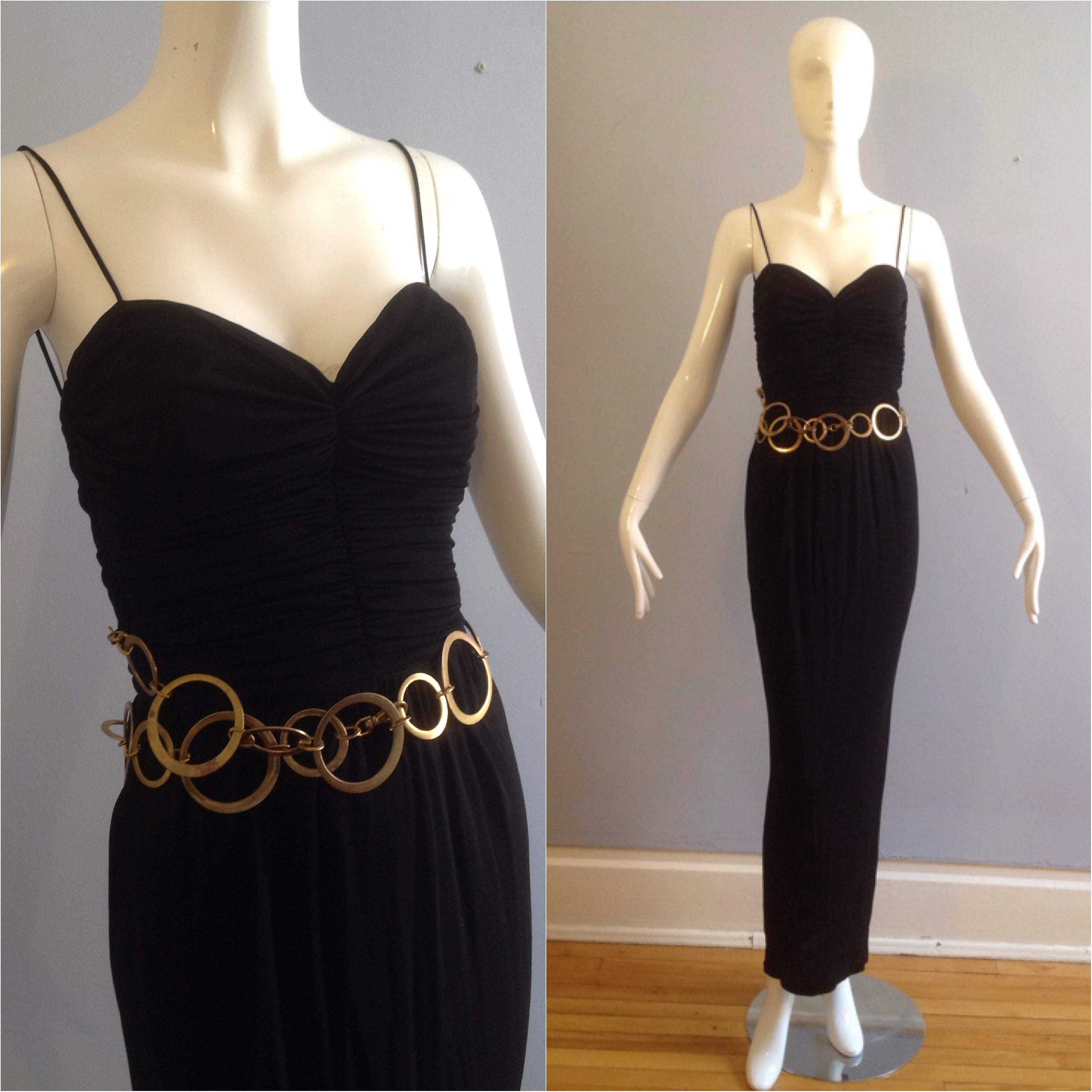 Vintage Rech Paris Black Jersey Sweetheart Vestido - Etsy España