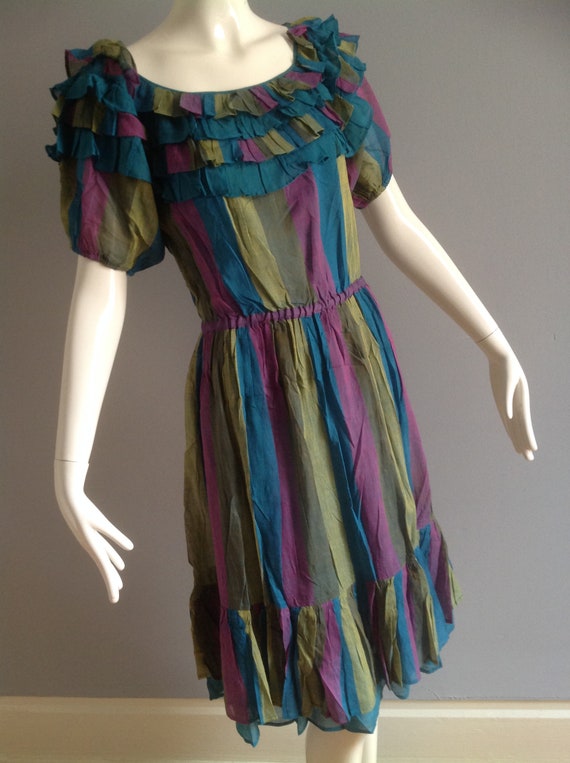 Vintage 70s Cotton Gauze Indian Dress ~ Made In I… - image 3