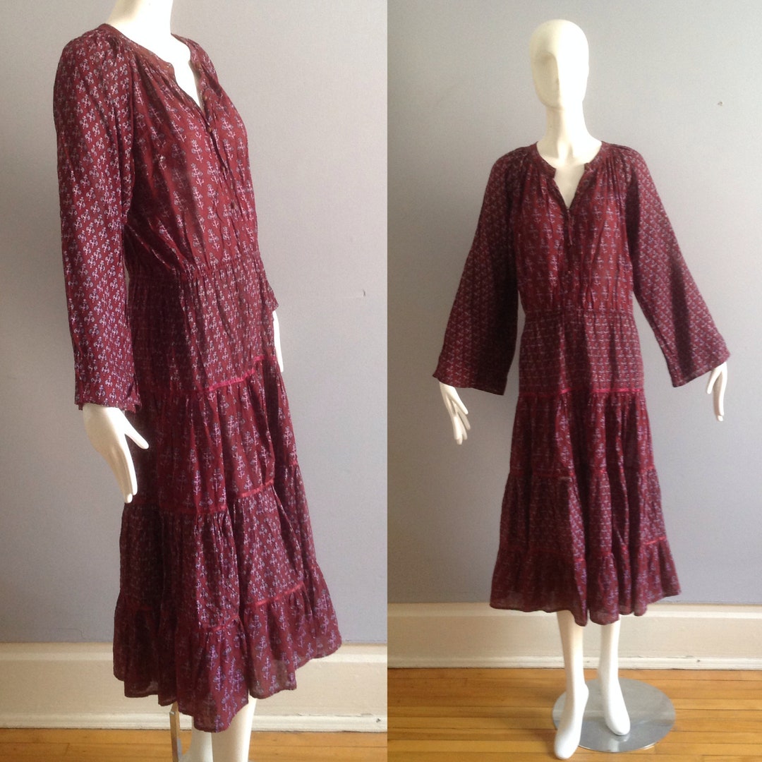 Vintage Indian Cotton Gauze Dress Sheer Boho Hippie Tiered - Etsy