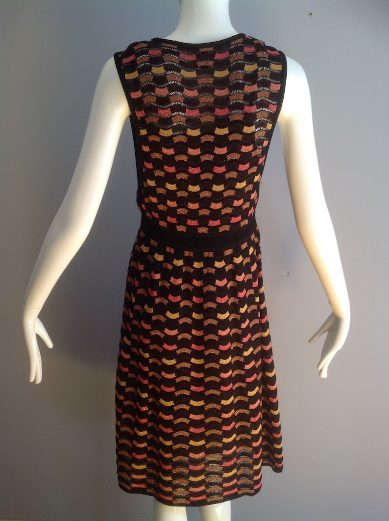 Vintage MISSONI Knit Dress Metallic Lurex Sleeveless Tank Midi Made In Italy Designer Dress image 9