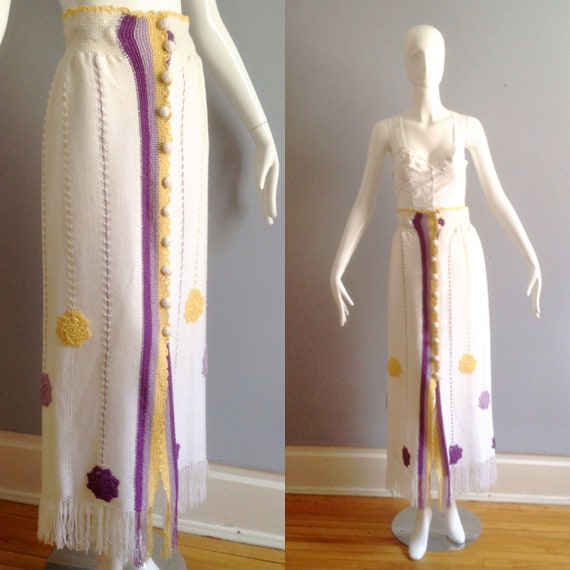Vintage 1970s Wool Knit Maxi ~ Bohemian Hippie Han