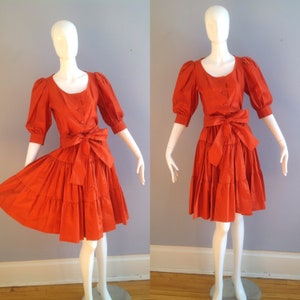 Vintage Yves Saint Laurent Rive Gauche Blouse & Skirt Ensemble ~ Iconic 70s Polished Cotton Peasant Ruffle Skirt + Shirt Set