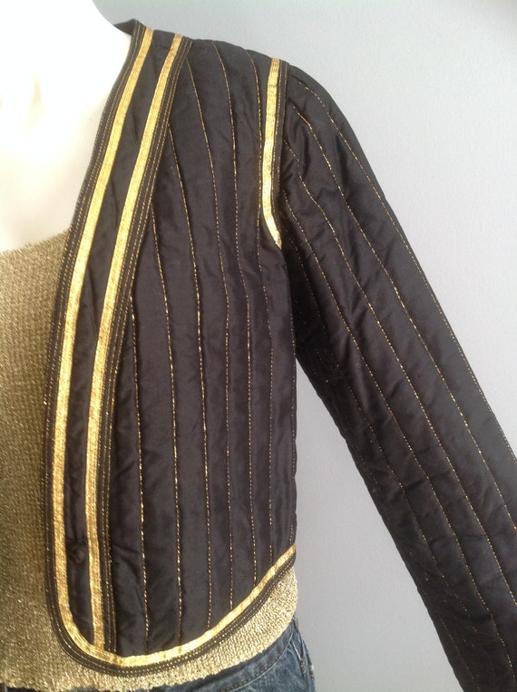 Vintage Silk Quilted Jacket ~ Star of Siam Metall… - image 6