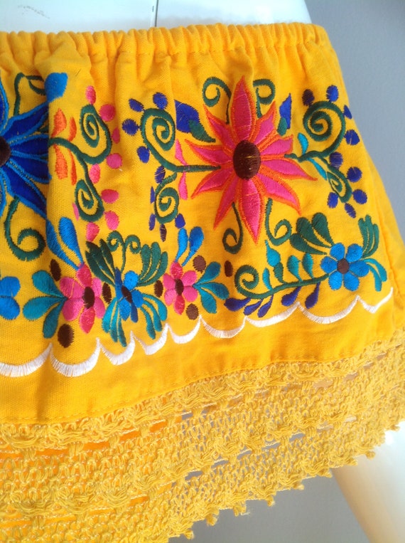 Vintage Cotton Mexican Embroidered Dress ~ Off Sh… - image 7