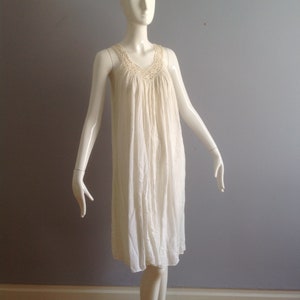 Vintage Sheer Cotton Gauze Dress ~ Crochet Trim Pleated Tent Dress ~