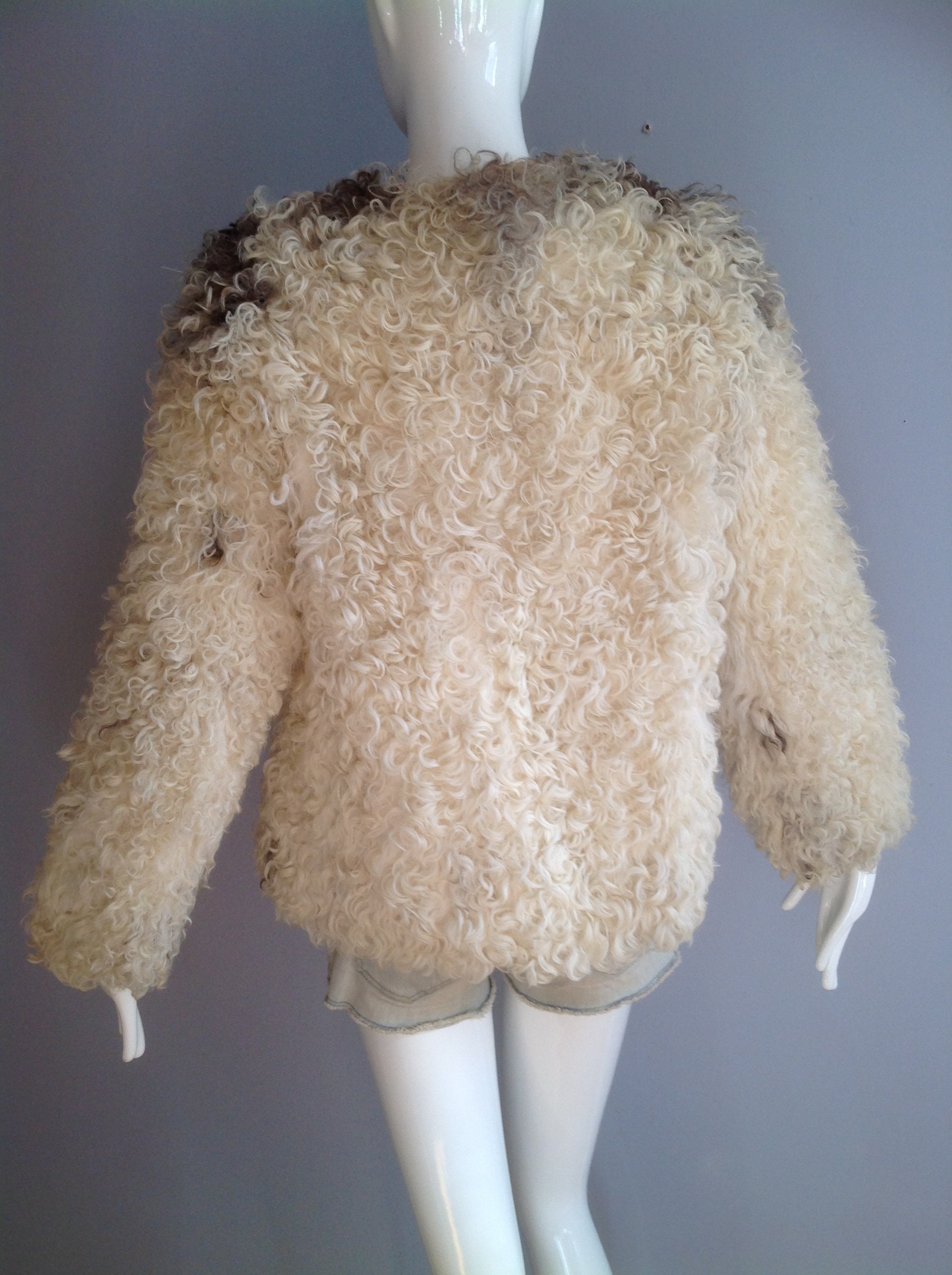 Vintage 70s Mongolian Fur Coat Curly Lamb Fur Jacket - Etsy