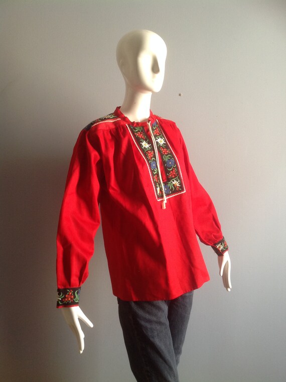 Vintage Hand Embroidered Peasant Blouse ~ Hungari… - image 3