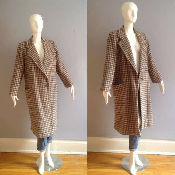 Vintage 80s Wool Plaid Coat ~ Boxy Oversize Blaze… - image 1