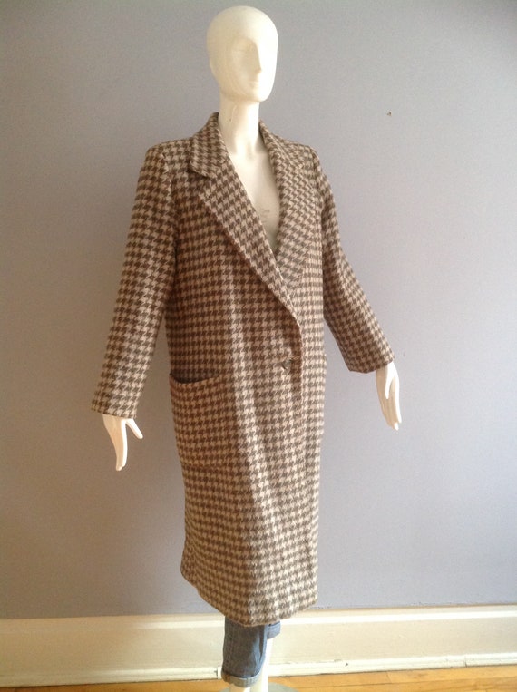 Vintage 80s Wool Plaid Coat ~ Boxy Oversize Blaze… - image 3