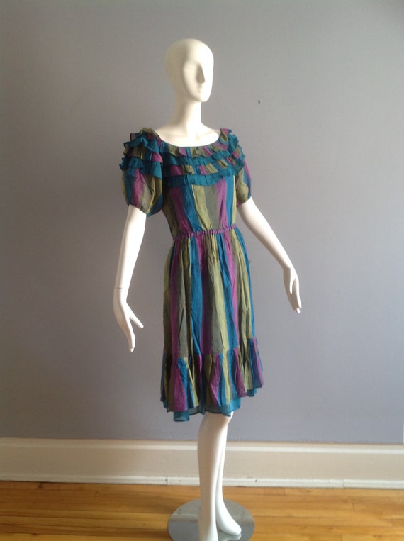 Vintage 70s Cotton Gauze Indian Dress ~ Made In I… - image 5