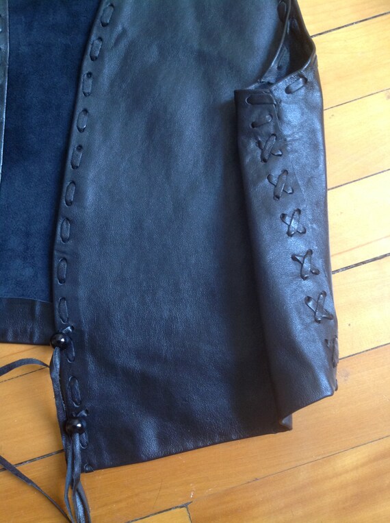 Vintage 70s Genuine Leather Handmade Vest ~ Fitte… - image 9