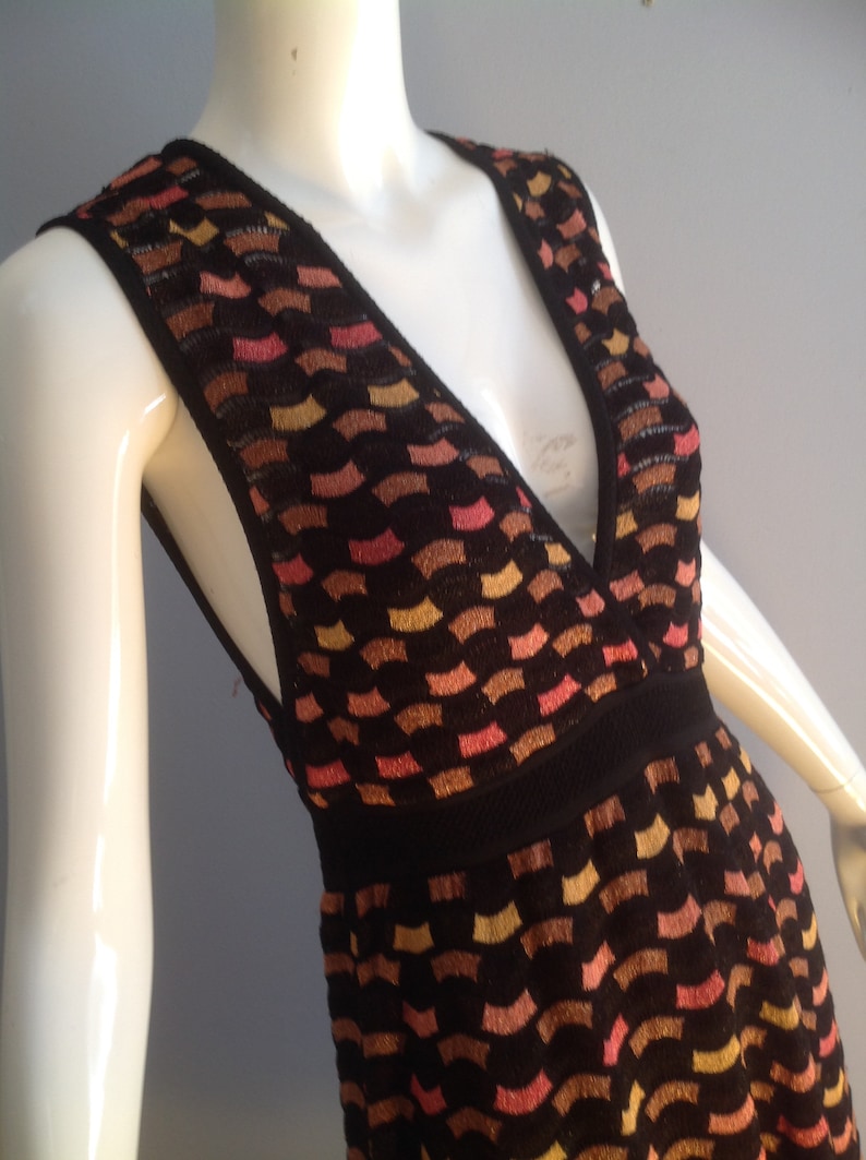 Vintage MISSONI Knit Dress Metallic Lurex Sleeveless Tank Midi Made In Italy Designer Dress image 7