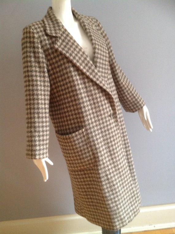 Vintage 80s Wool Plaid Coat ~ Boxy Oversize Blaze… - image 4