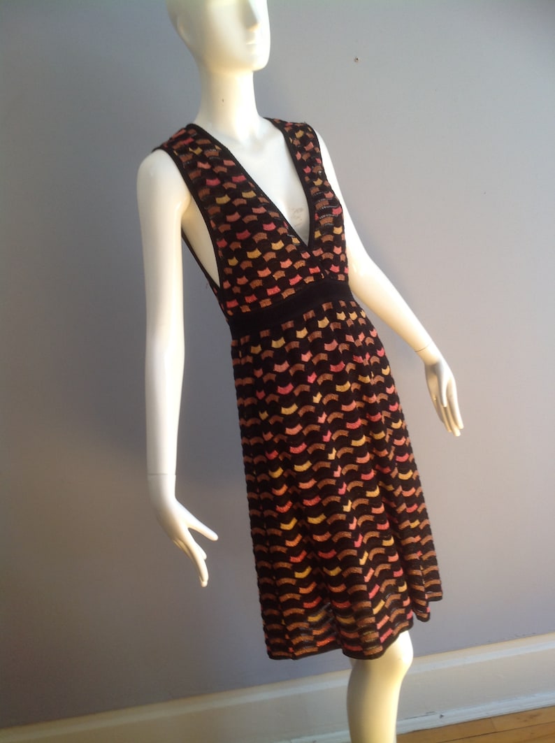 Vintage MISSONI Knit Dress Metallic Lurex Sleeveless Tank Midi Made In Italy Designer Dress image 6