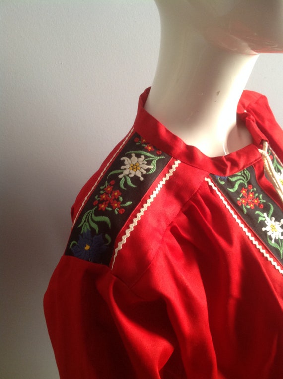 Vintage Hand Embroidered Peasant Blouse ~ Hungari… - image 7