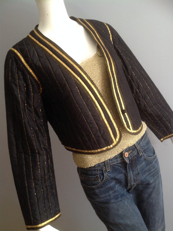 Vintage Silk Quilted Jacket ~ Star of Siam Metall… - image 9