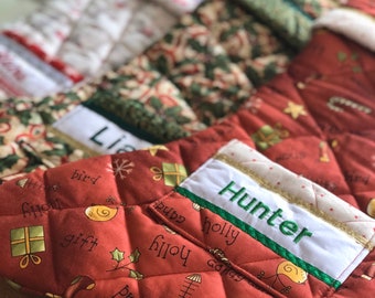 Christmas Stocking Traditional Classic Personalised  - Custom, Handmade, Quilted, Quality