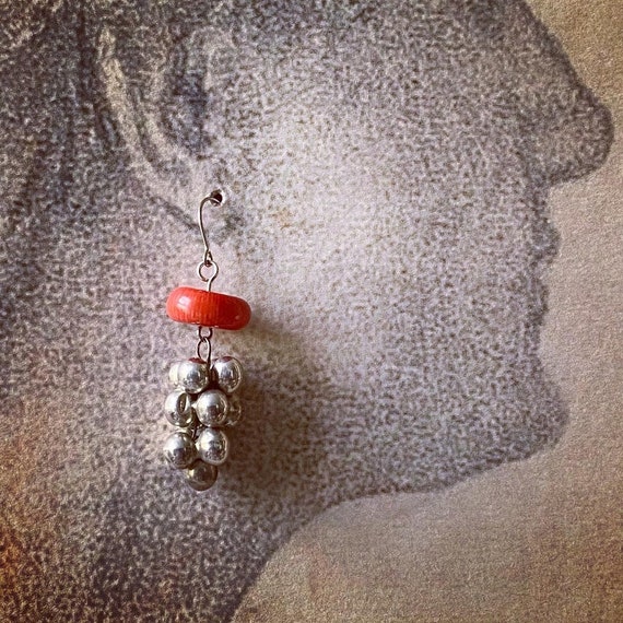 Vintage Mexican Silver and Coral Earrings - image 2