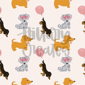 Doxie Love | Puppy Pattern | Seamless Pattern
