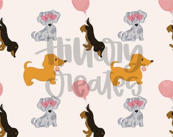 Doxie Love | Puppy Pattern | Seamless Pattern