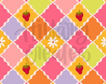 Strawberry Vibes | Retro Vibes | Seamless Pattern