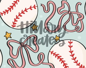 BaseBows | Baseball Sister | Seamless Pattern